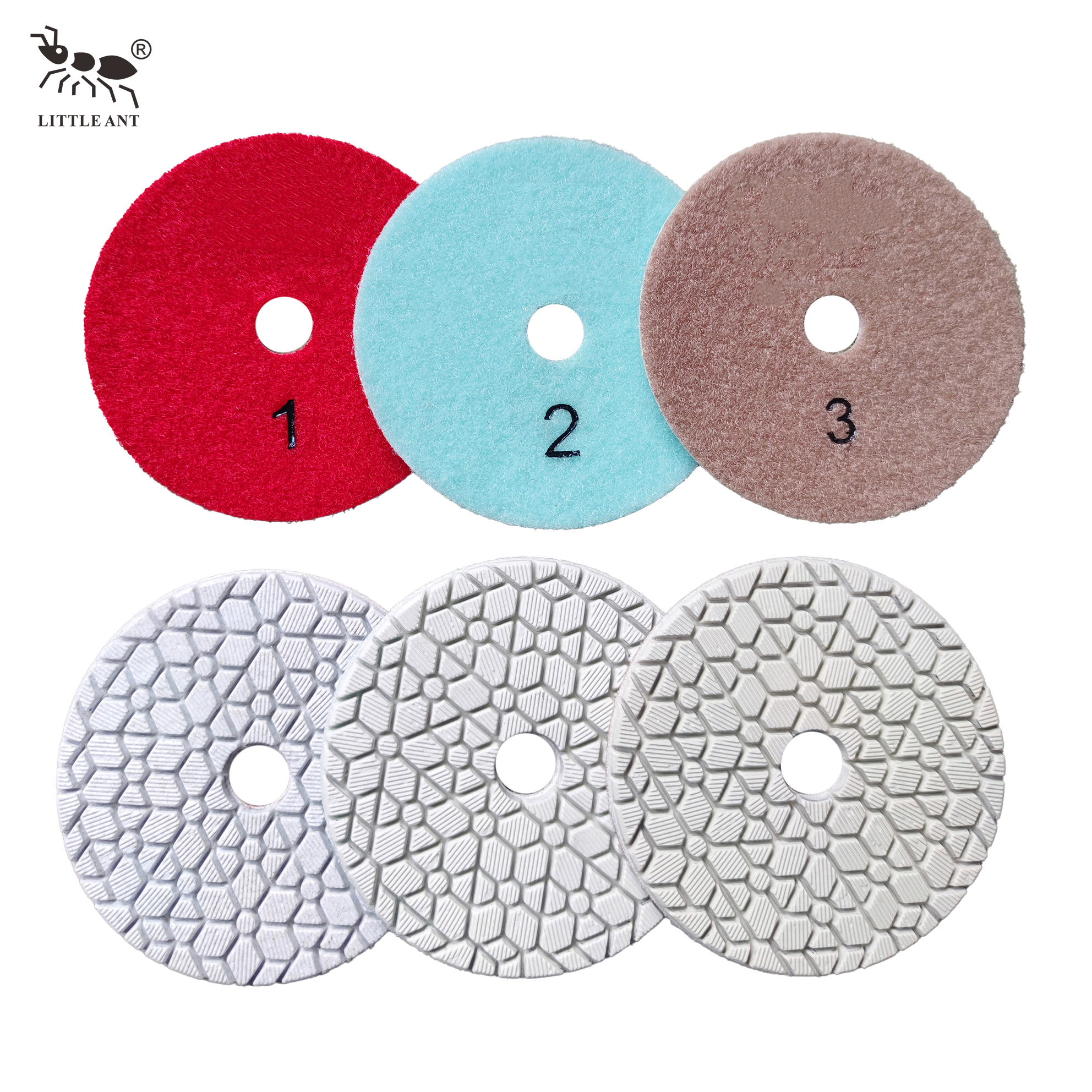 Little Ant 3 bước trụ cột kim cương Polishing Pad linh hoạt cho đá đá Đá đá granit Terrazzo bê tông đá vôi